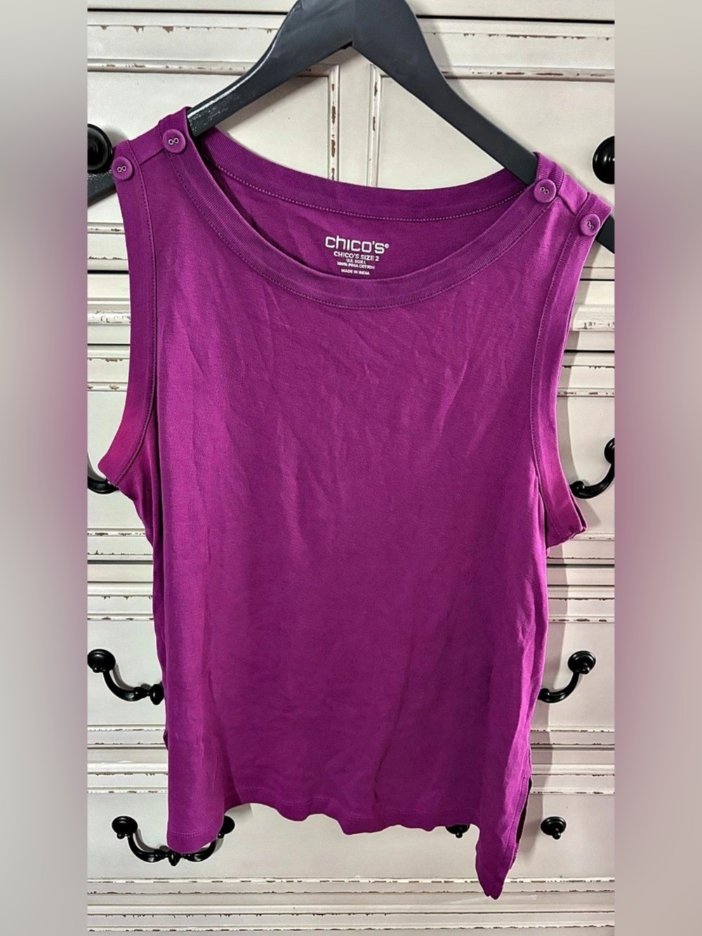Chico's Cotton Tank Top in Purple Size 2